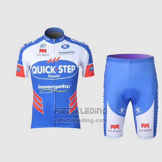 2011 Fietskleding Quick Step Floor Wit en Azuur Korte Mouwen en Koersbroek